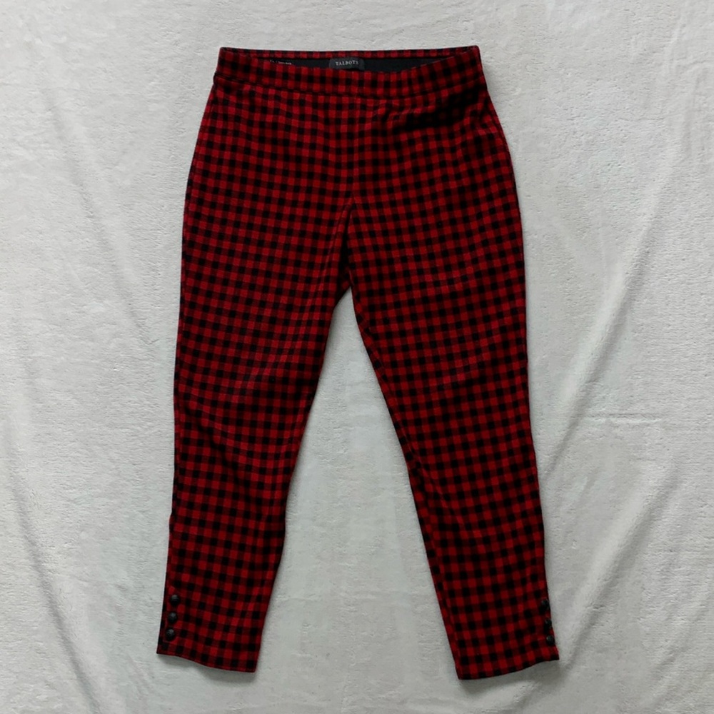 Talbots Plaid Skinny Ankle Pants pull on size LP